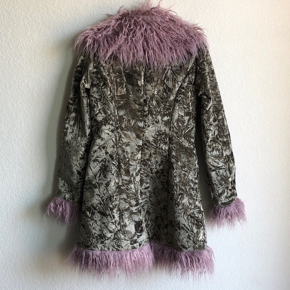 Widow Art Magic Crushed Velvet Faux Fur Trim Jacket Witchy Witchcore Y2K - Picture 5 of 15